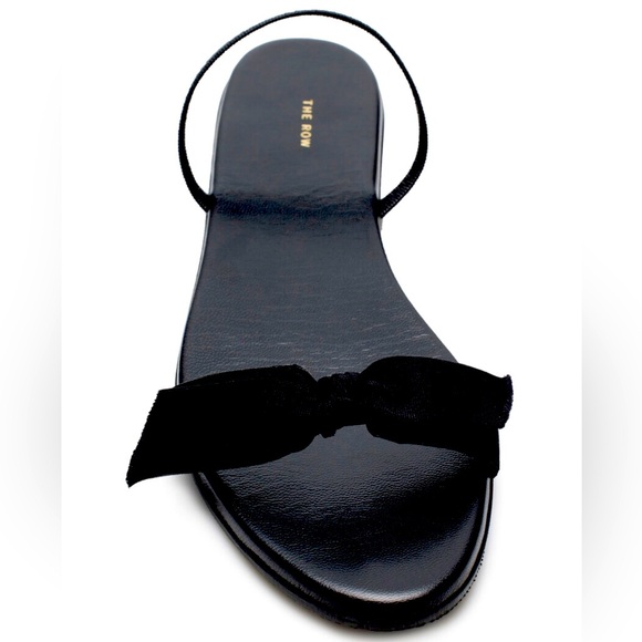 The Row Bow Flat Slingback Sandals, 39, Black - Picture 4 of 12